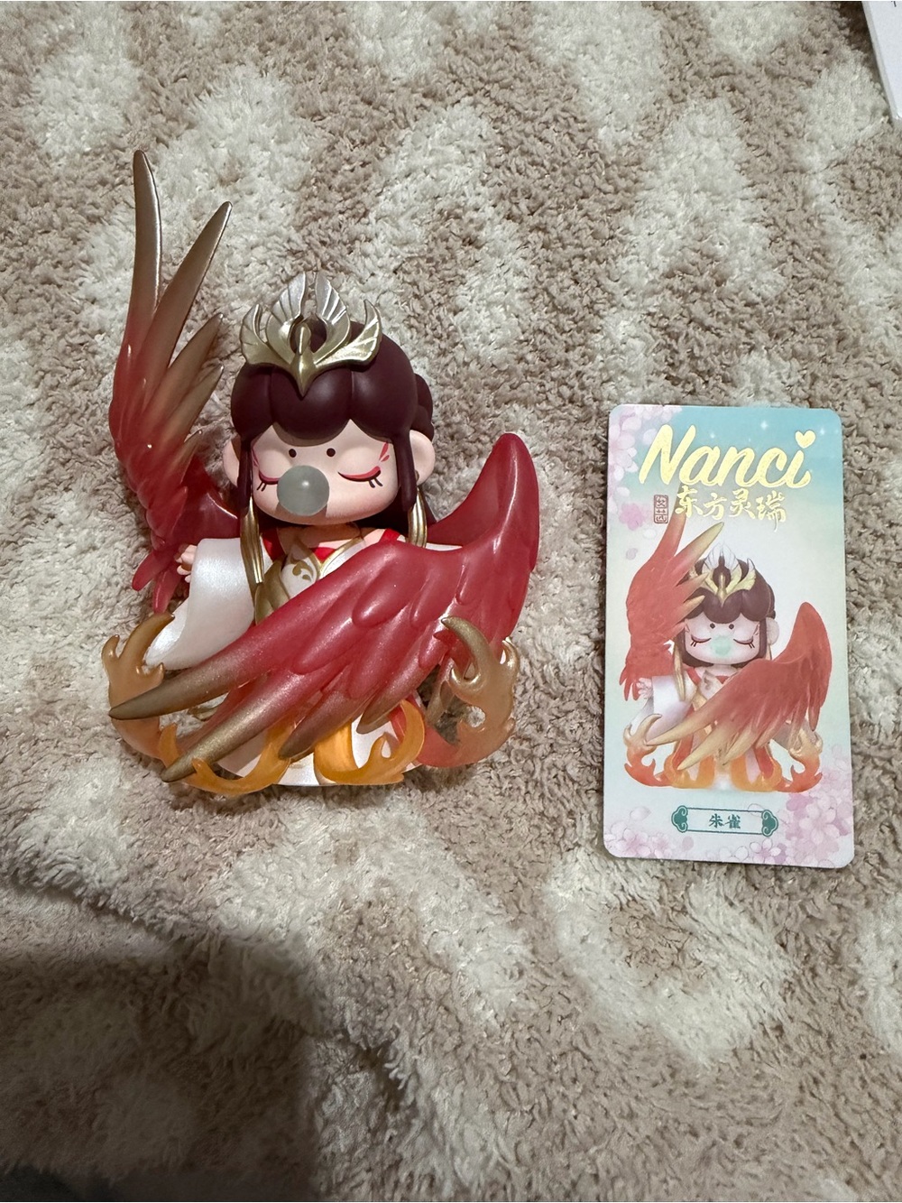 Nanci Auspicious Animal Phoenix Wing Vinyl Figure - Red, Gold, Cream